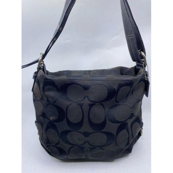 Coach Medium Tote Msrp Black Gray Jacquard Fabric - Picture 2 of 12